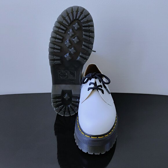 Dr. Martens Men\'s Quad Platform Derby in Beautiful Classic White